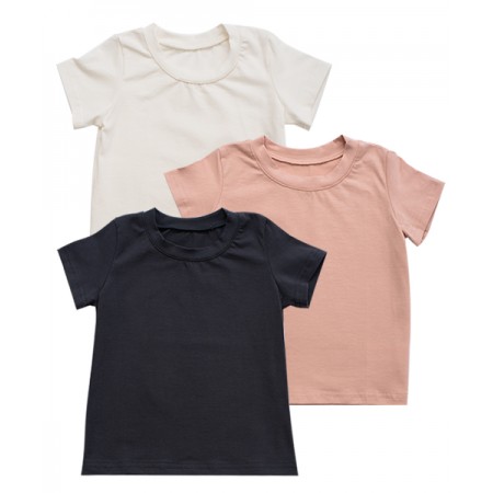 Комплект 3 шт дитяча футболка Пудровий/Джинсовий/Молочний